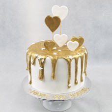 Drip Cake - Metallic Drip with Upright Hearts (D,V)